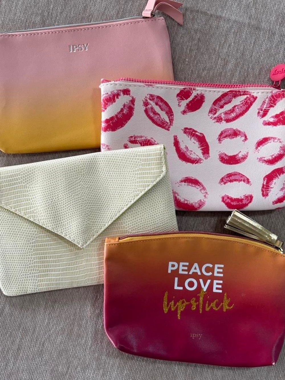 Ipsy Glam Bag Makeup Bags Lot of 4, No Make-Up Included, Variety Colors & Styles